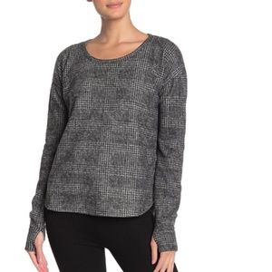 CG Sport Cozy Glen Plaid Print Thumbhole Sweater